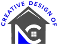 A logo for a company called Creative Design of a House.