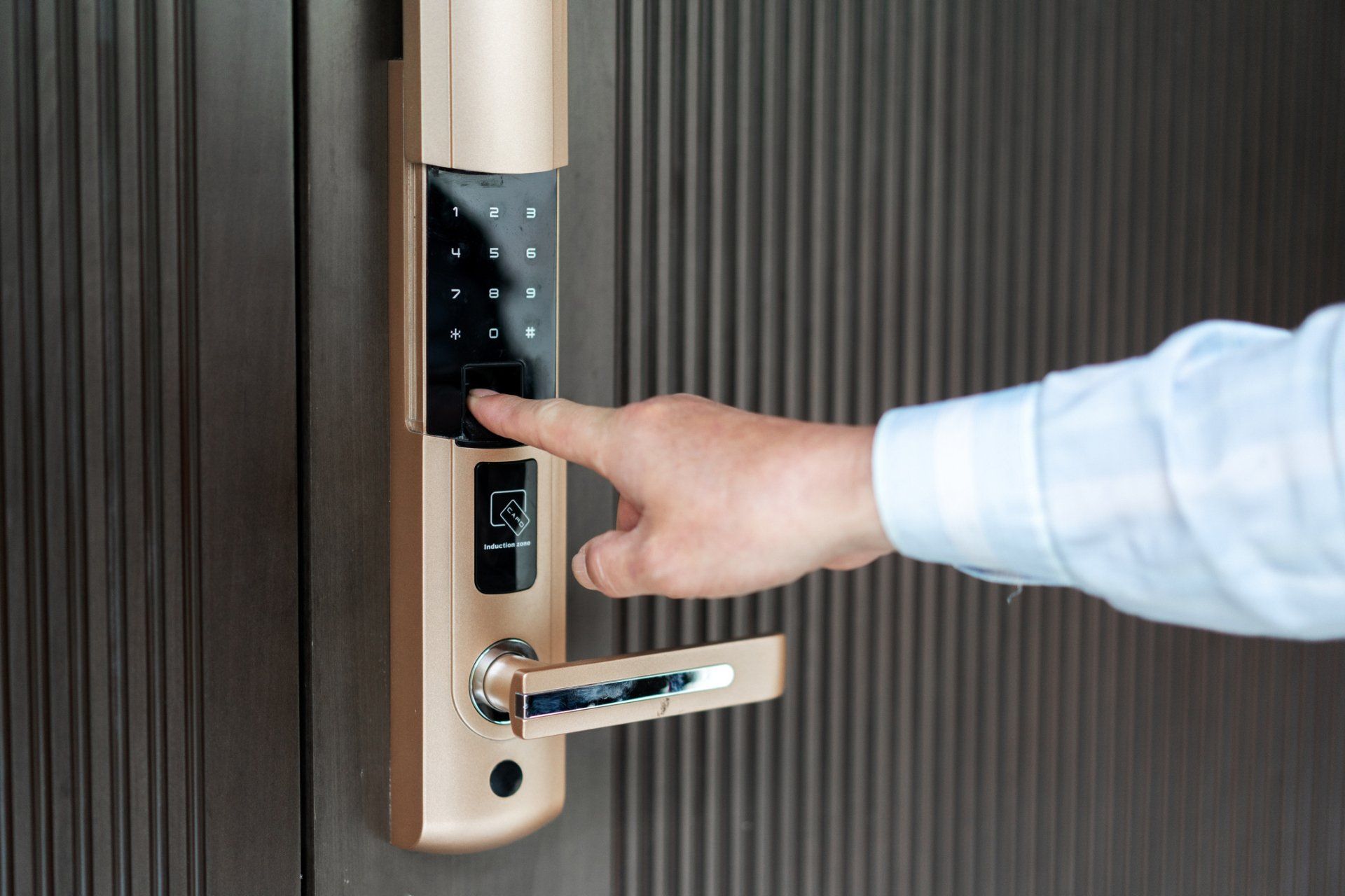 Opening Door With Fingerprint — Frankfort, IL — D & D Fire Security