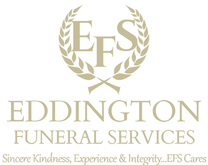 Logo for Eddington Funeral Services, featuring "EFS" within a laurel wreath, with text below.
