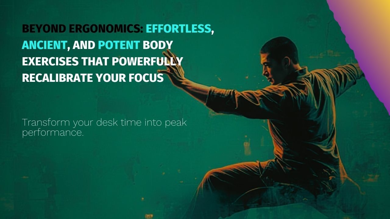 Man in martial arts pose with text: 