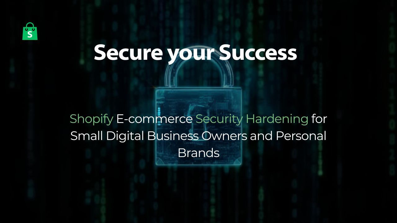 Shopify security ad: glowing padlock graphic with text 