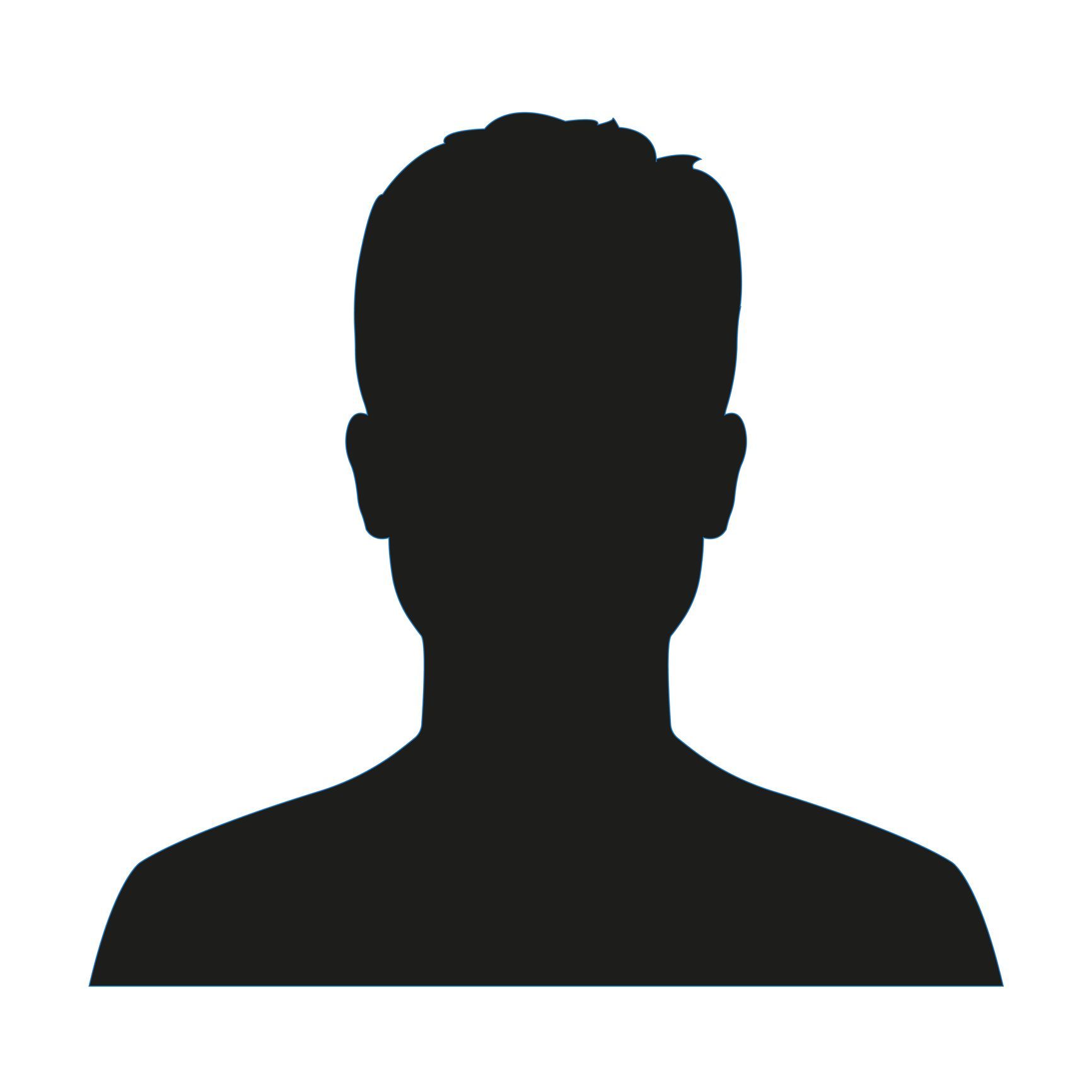 Silhouette of a person, head and shoulders, facing forward.