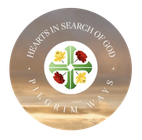 A logo for hearts in search of god pilgrim ways