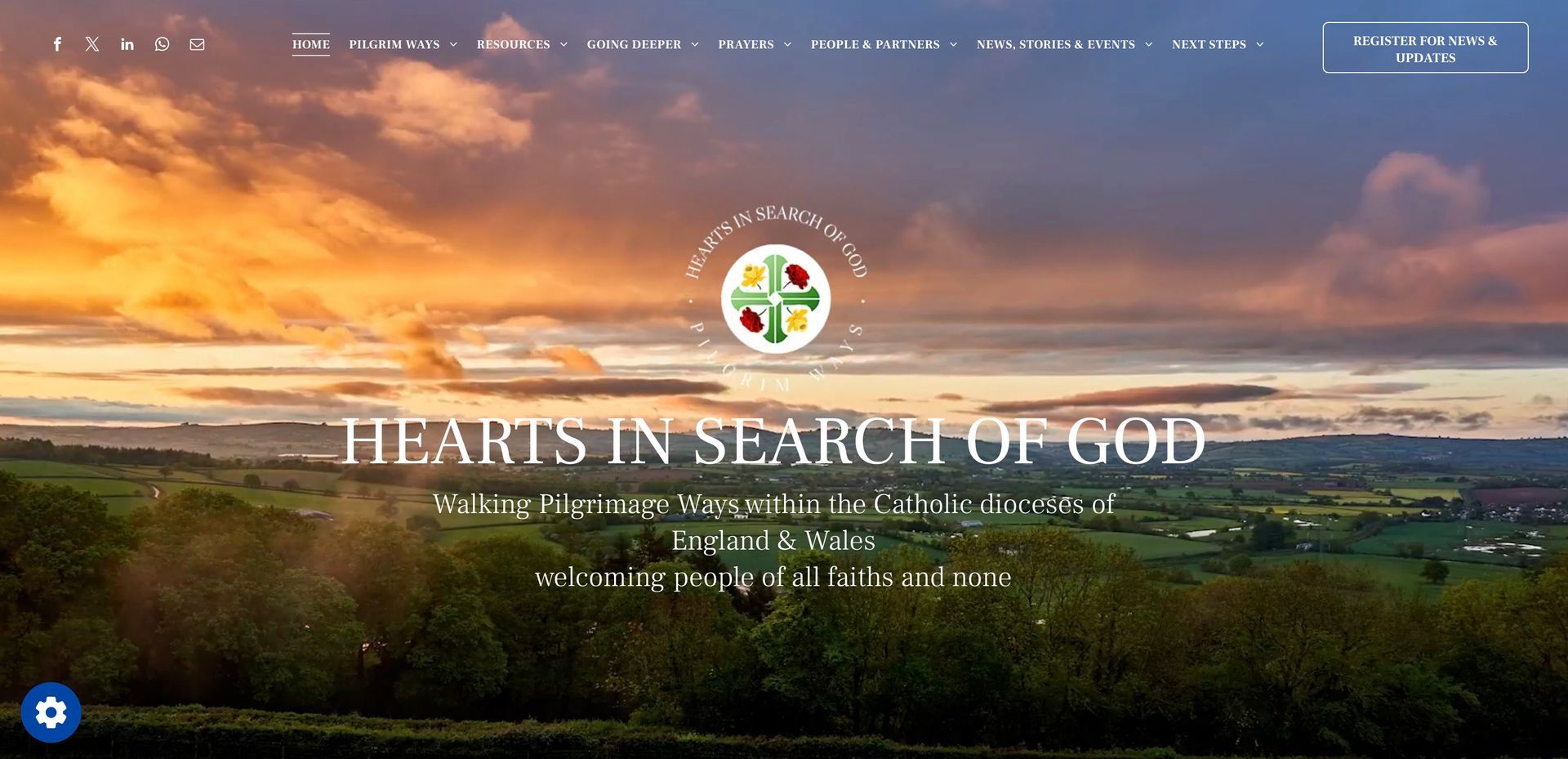 A screenshot of the website for hearts in search of god.