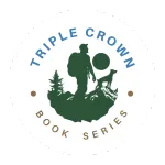 Hiker with backpack and dog walking, holding a walking stick.