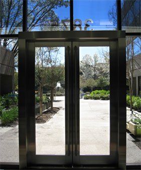 Glass Installation — Black Metal Frame and Glass Door in Pleasanton, CA