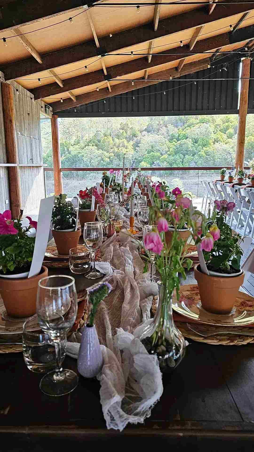 Long, Decorated Table Set for A Celebration Outdoors — The Habibiz Catering in Port Macquarie, NSW 