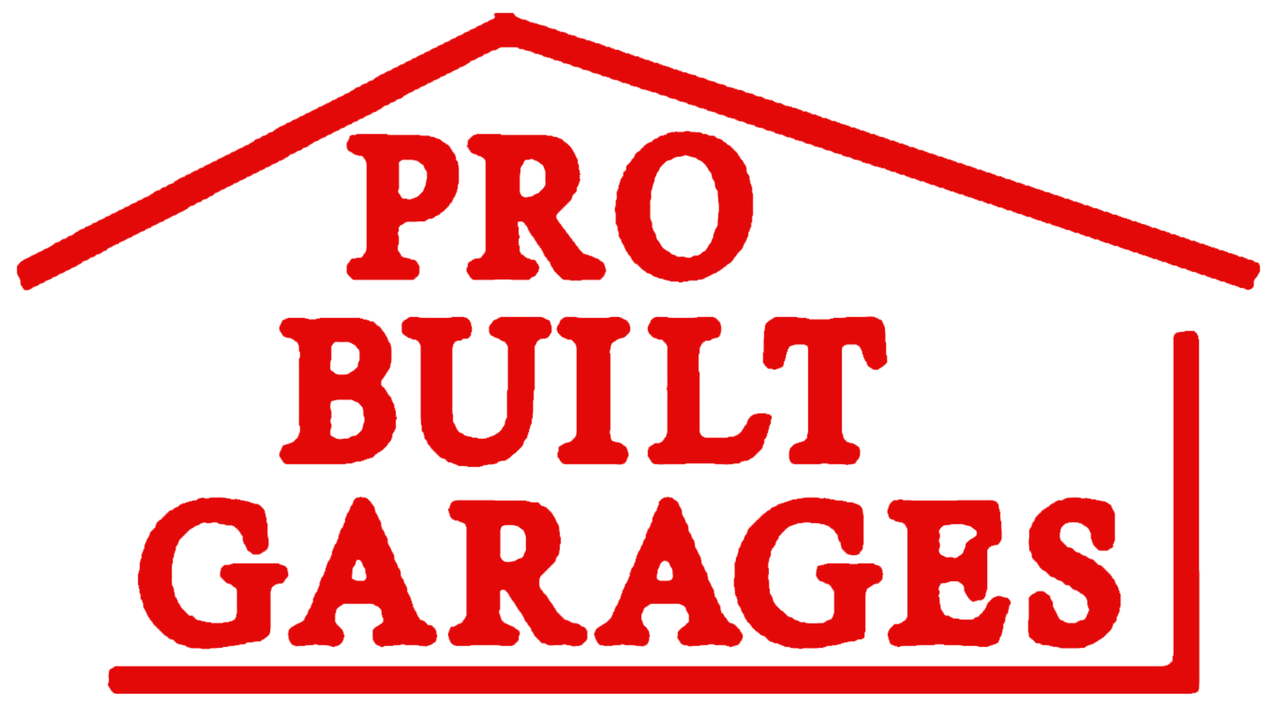 Red logo for Pro Built Garages; text inside a house outline.