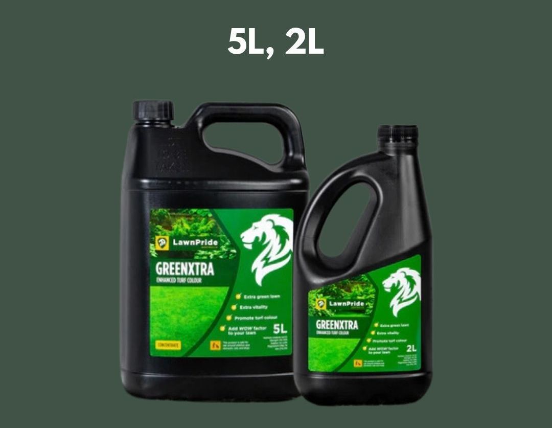 Two Bottles Of Green Extra Sitting Next To Each Other — Tropical Lawns Pty Ltd In Little Mulgrave Qld