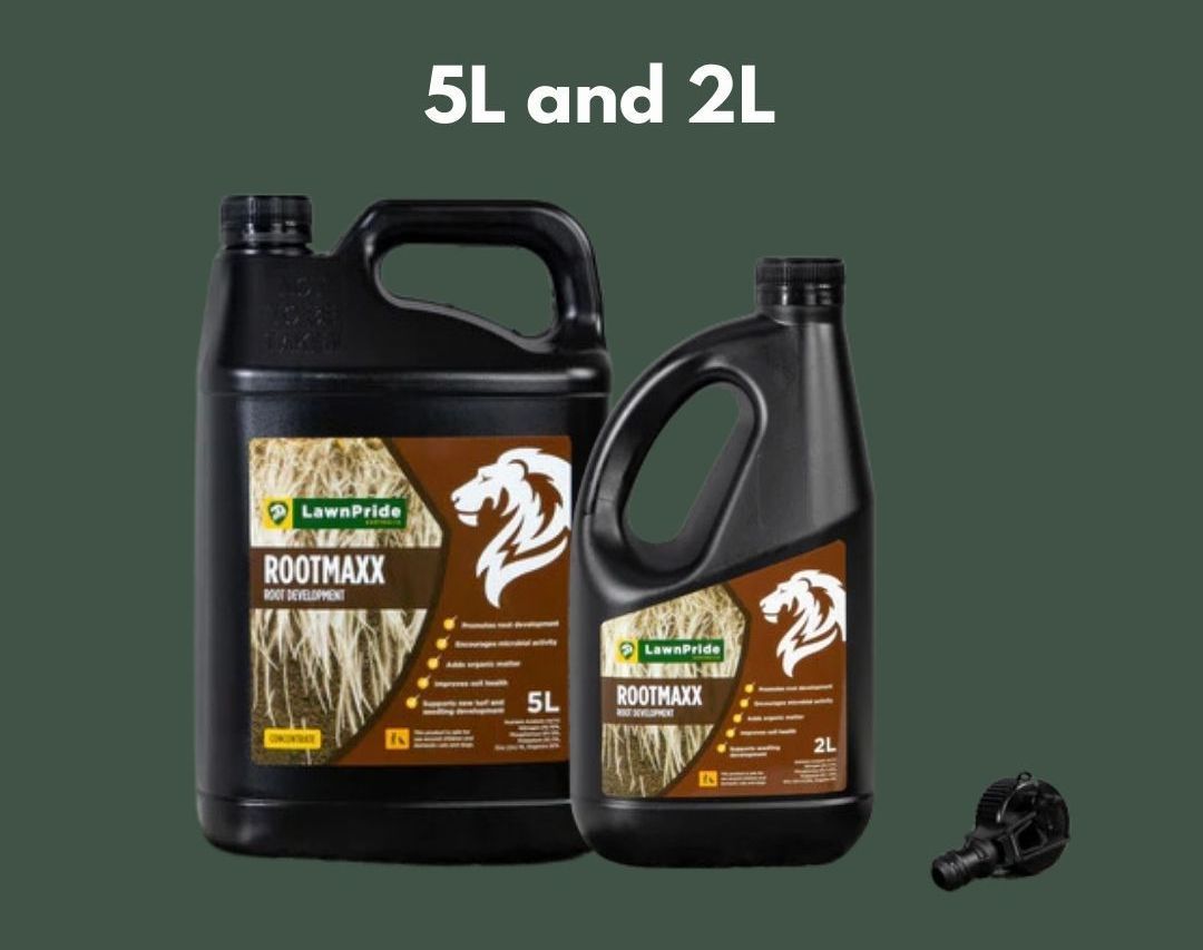 Two Bottles Of Rootmaxx Sit Next To Each Other — Tropical Lawns Pty Ltd In Little Mulgrave Qld