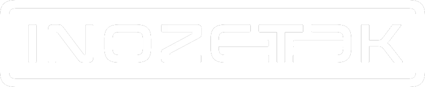 Inozetek logo in white on a white background.