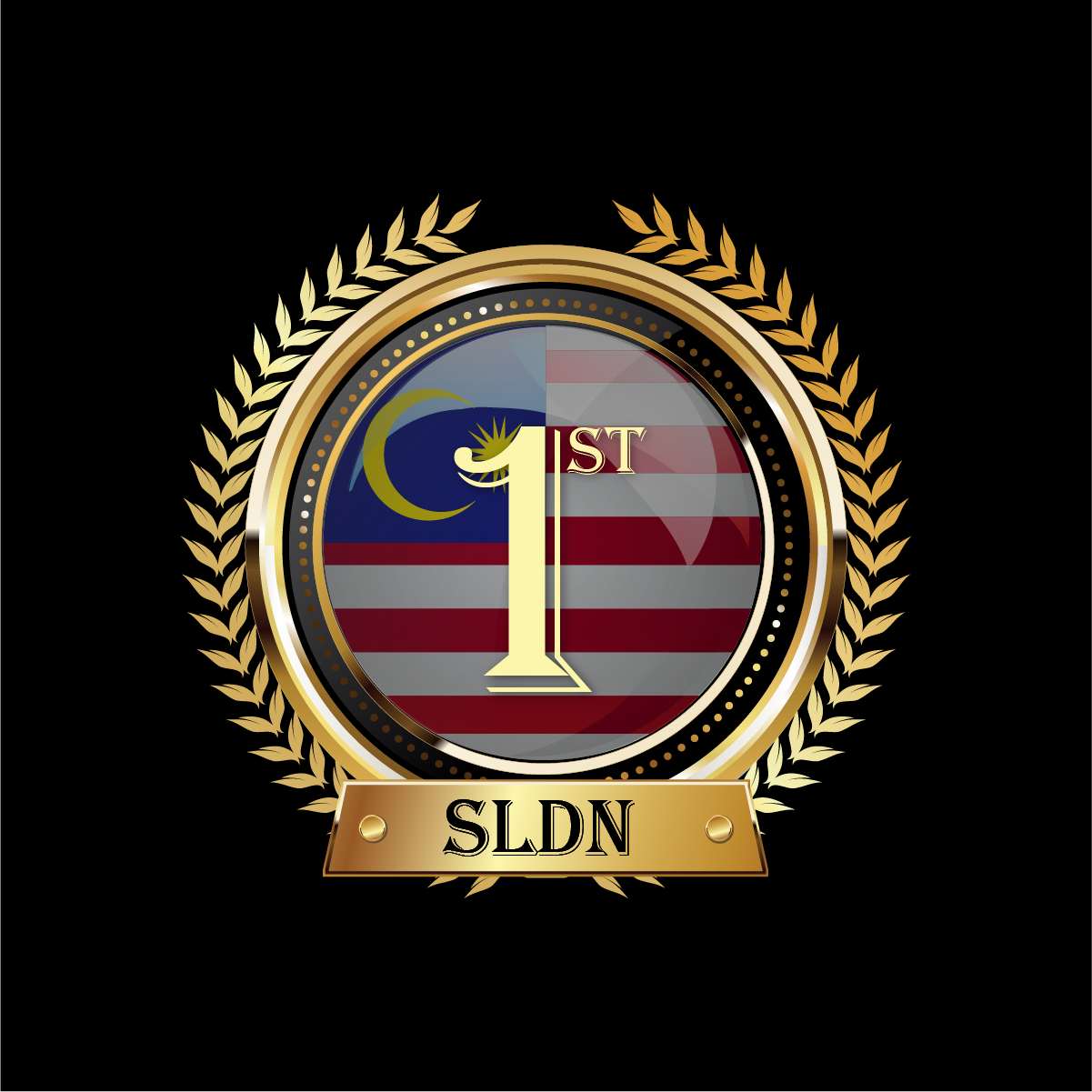 Golden emblem with the Malaysian flag,