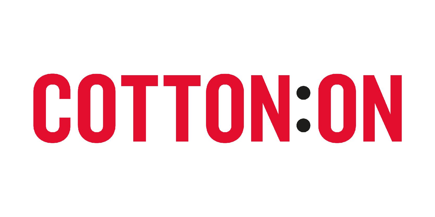 The Cotton On logo in red text on a white background. The word