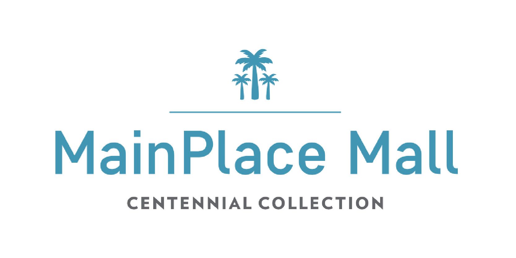 Logo for MainPlace Mall, with a palm tree icon above the words