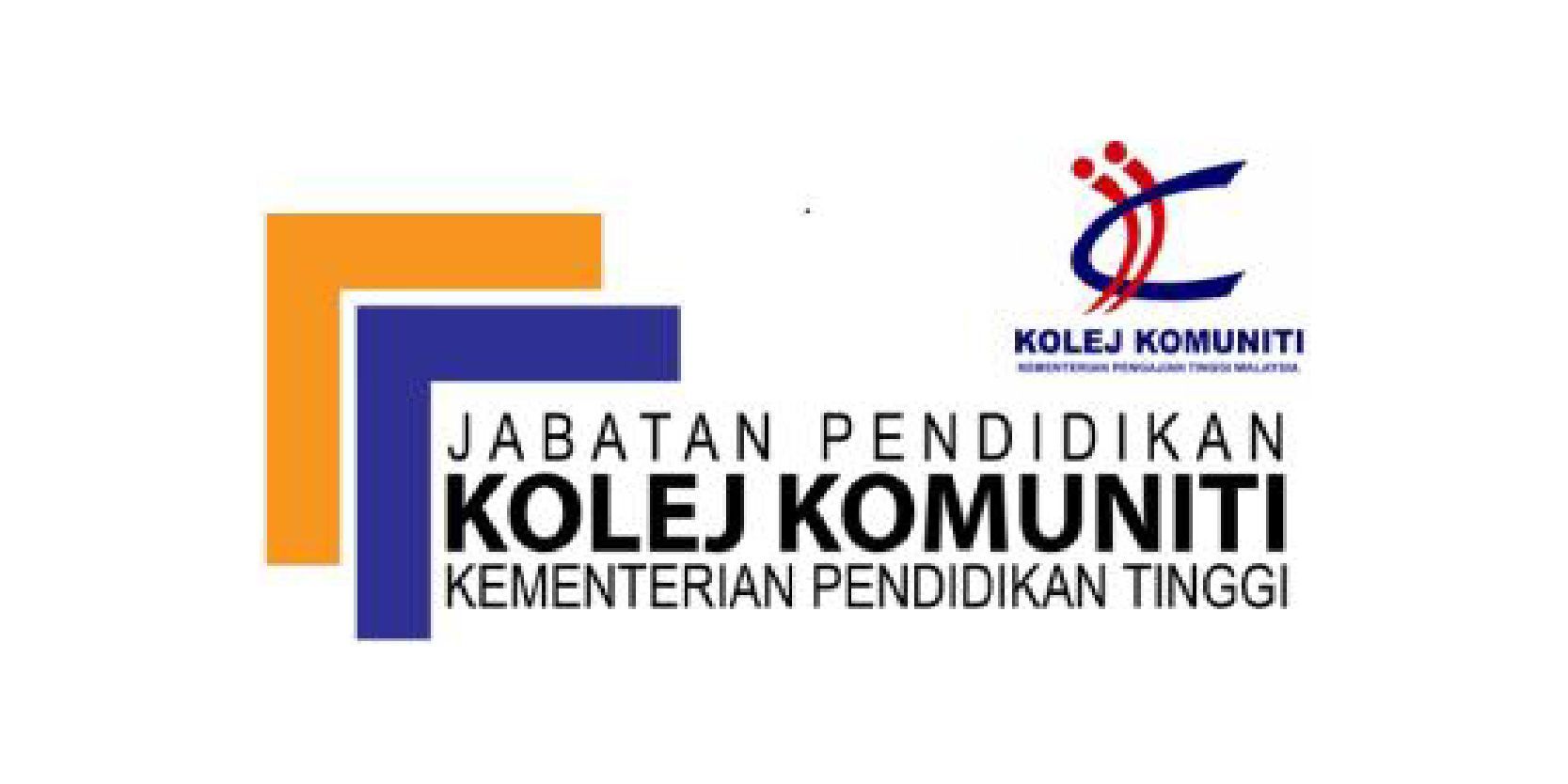 Logo of Kolej Komuniti, a Malaysian community college system. Features a blue and orange geometric design and the college's name in Malay.