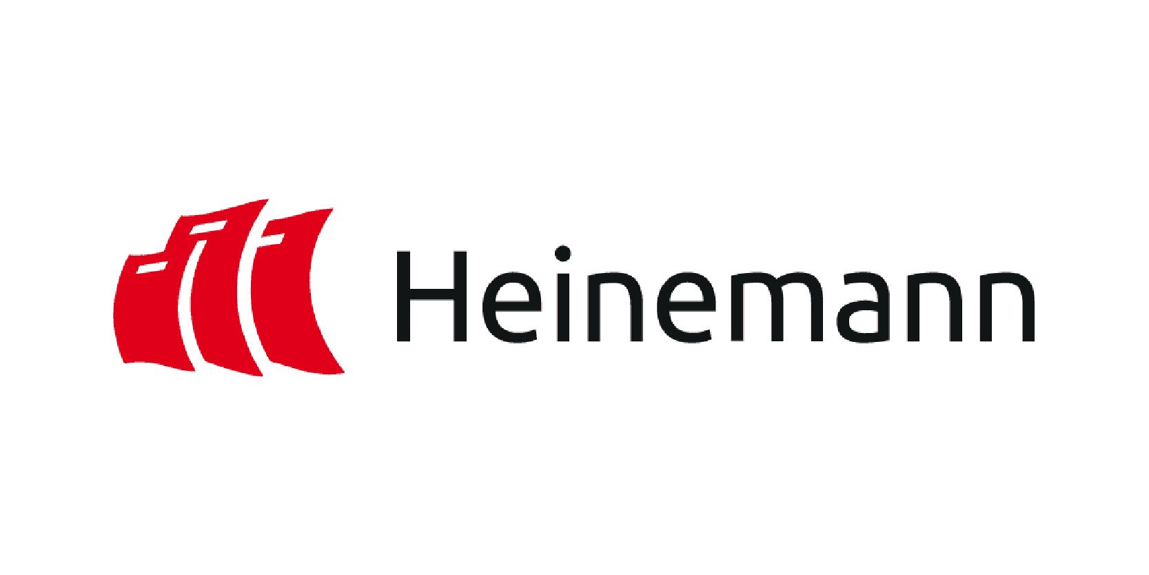 Heinemann logo: Three red, stylized sails next to the word