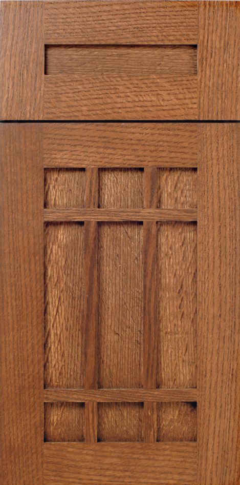 Wooden cabinet door with craftsman-style rectangular grid design.