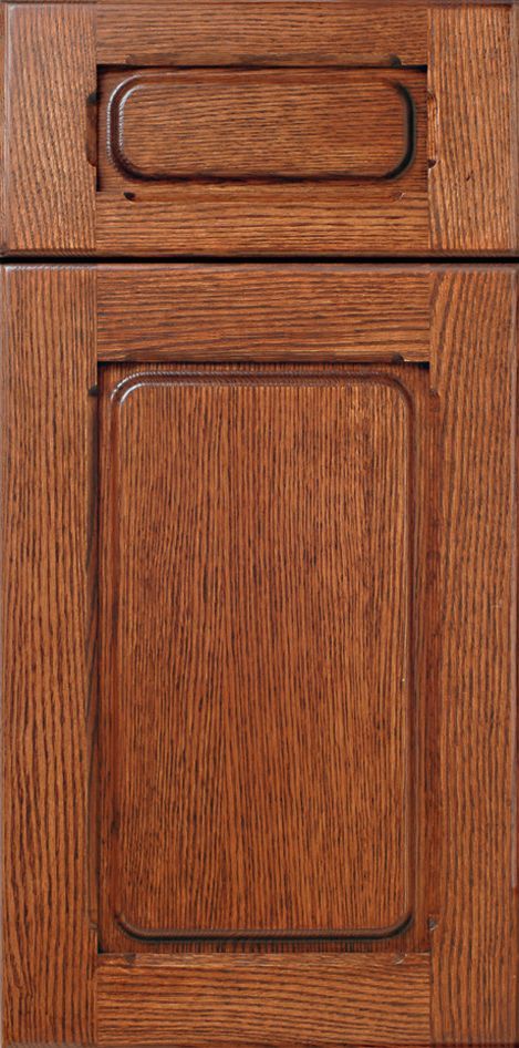 Wooden cabinet door with a raised panel design.