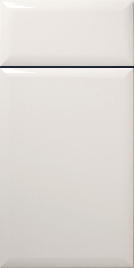 White cabinet door with a recessed panel and a subtle shadow.