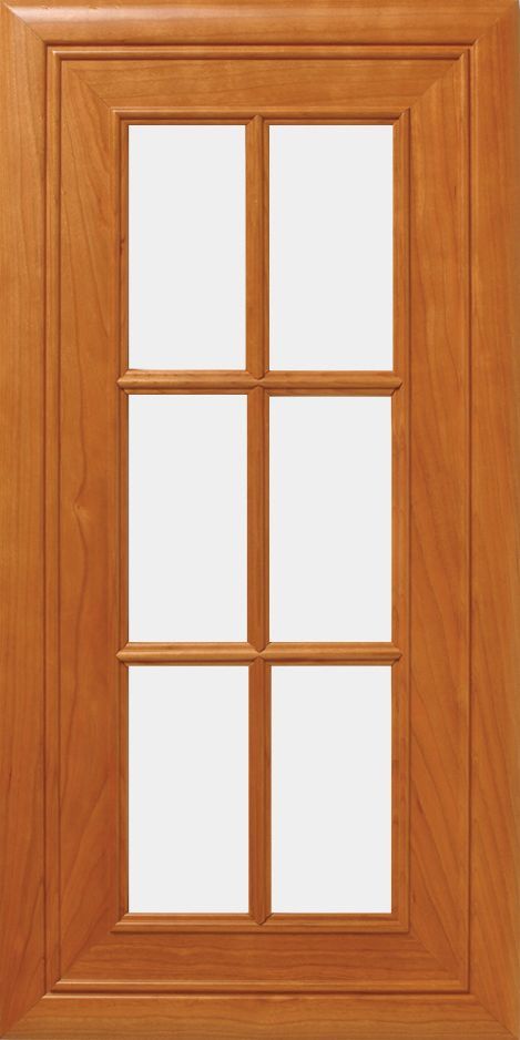 Wooden door with six glass panes.