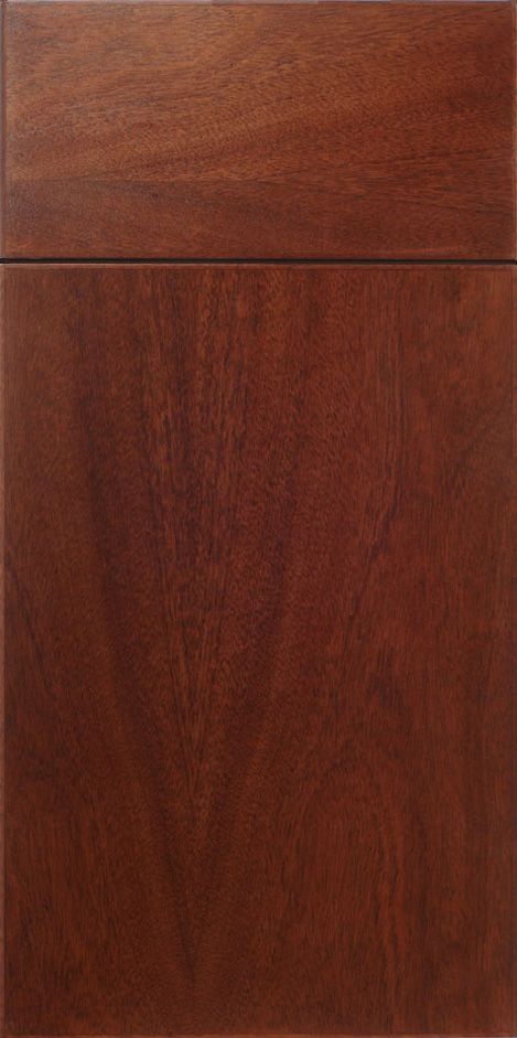 Wooden cabinet door, dark reddish-brown color.