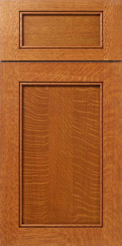 Wooden cabinet door with a square inset panel and an upper rectangular panel. Brown finish.