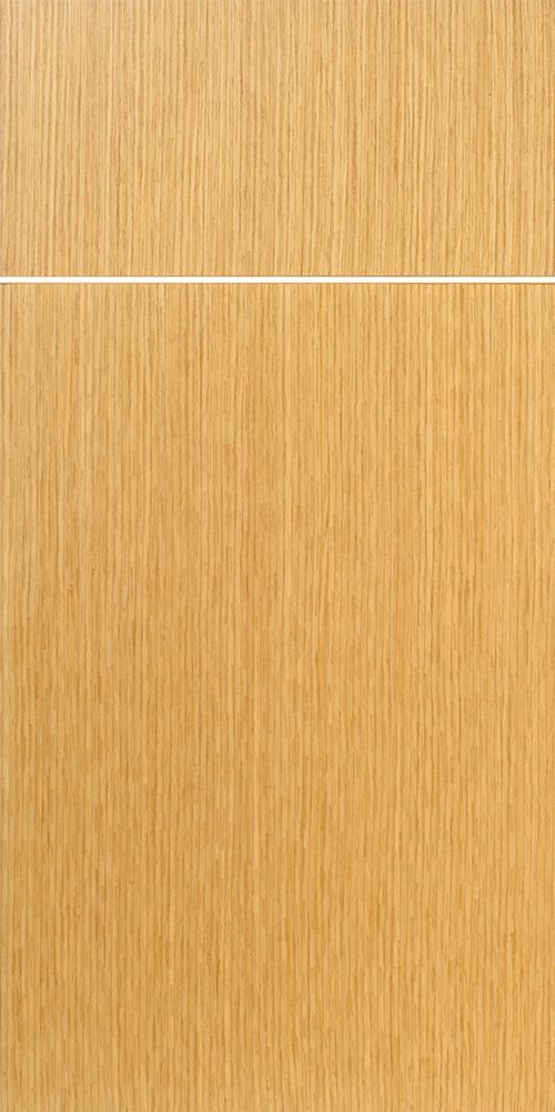 Light brown wooden cabinet door with a horizontal white line.