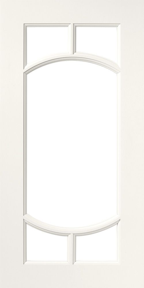 White door with arched window panes.