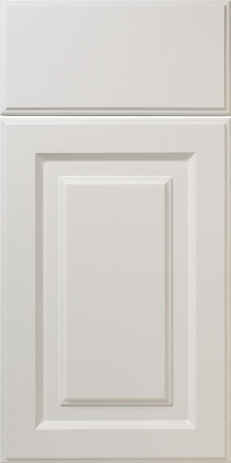 White cabinet door with raised panel design.
