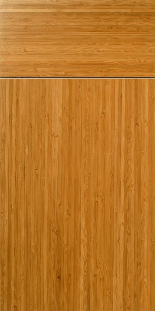 Close-up of two sections of bamboo wood. The top section is horizontally grained and lighter, while the bottom is vertically grained and darker.