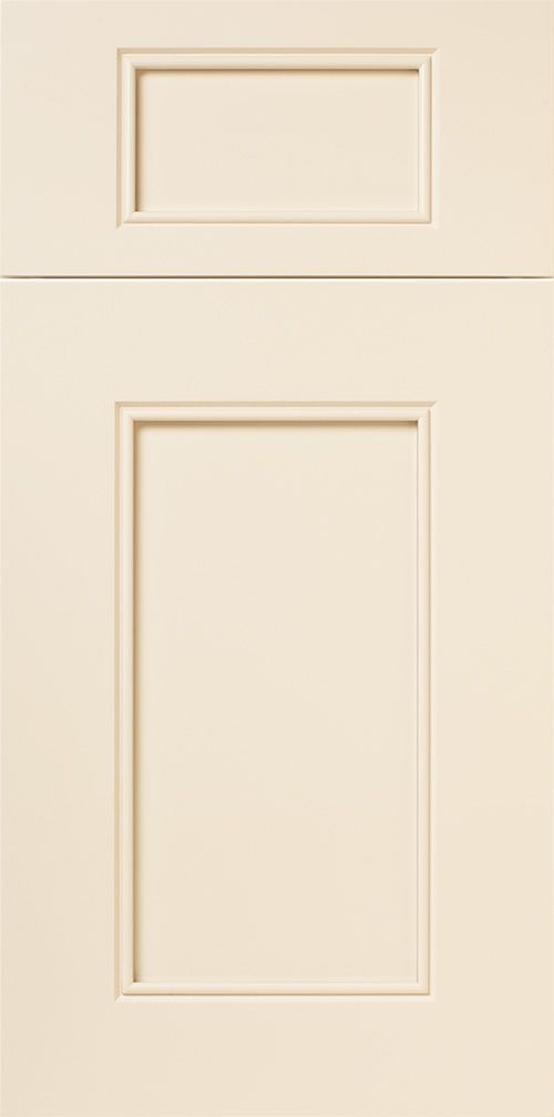 Cream-colored kitchen cabinet door with recessed panel.