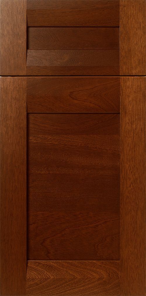 Wooden cabinet door with a dark brown finish.