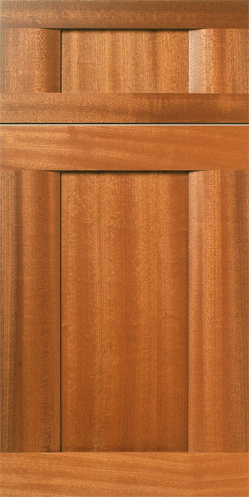 Wooden cabinet door with a rectangular panel and raised frame, brown color.