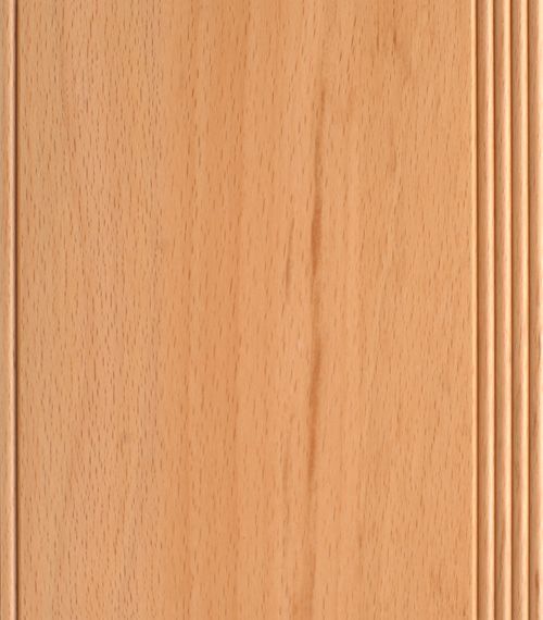 Light-colored wooden panel with vertical grain and a fluted edge detail.