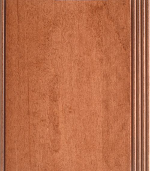 Wooden cabinet door with a light brown finish and a grooved edge.