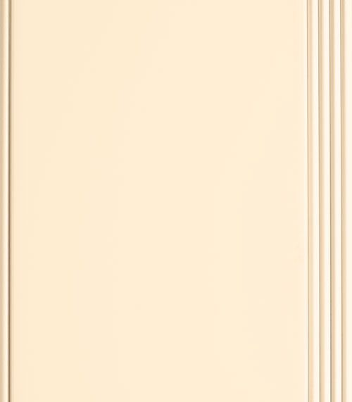 Cream-colored cabinet door with vertical molding on the right side.