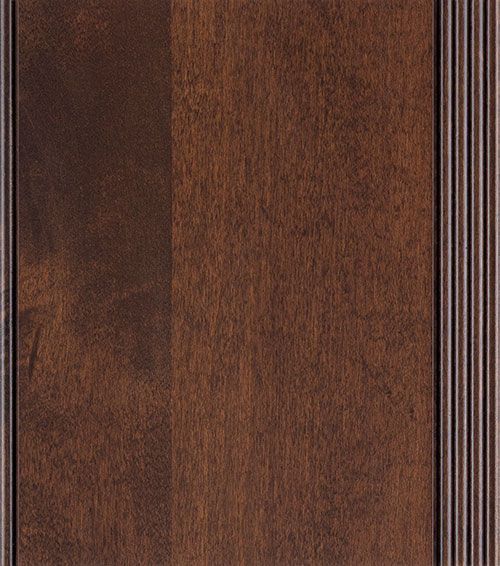 Dark brown wood panel with vertical grain, bordered by a darker, ribbed edge.