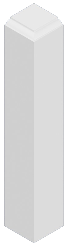 White, rectangular corner molding with a decorative top.