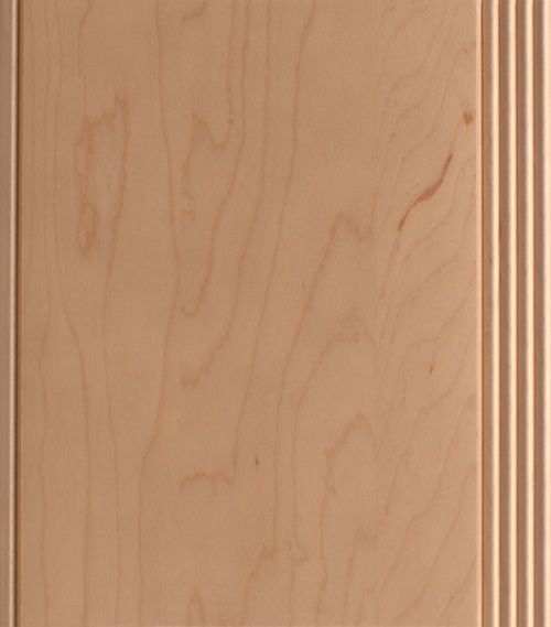 Wooden cabinet door with light brown finish and vertical grain.
