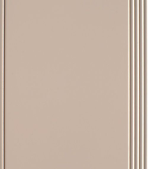 Beige cabinet door with vertical ribbed detailing on the right side.