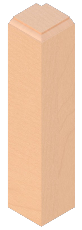 Wooden corner post with a beveled top.
