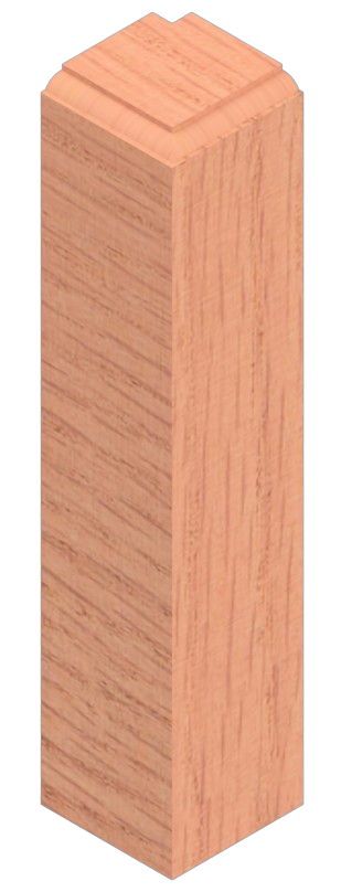 Wooden post with beveled top and visible wood grain.