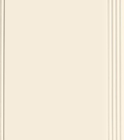Cream-colored cabinet door with vertical, grooved detail on the right side.