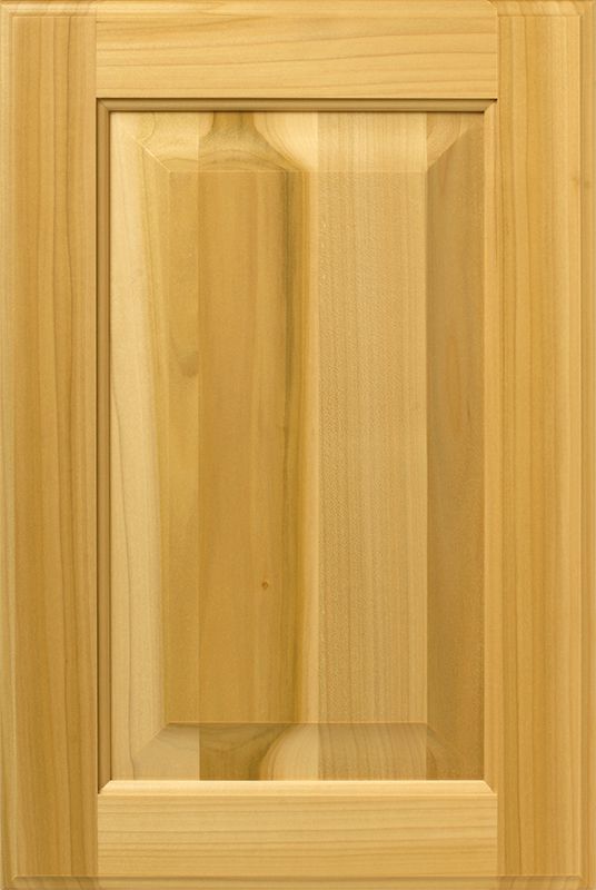 Light wood kitchen cabinet door with a rectangular panel and frame.