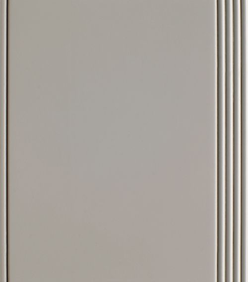 Light gray cabinet door with vertical ridged detailing on the right side.
