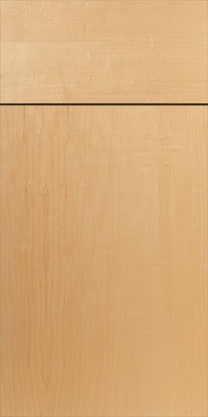 Light wood cabinet door with a horizontal dark brown line.