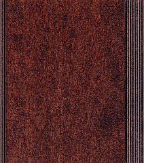Dark brown stained wood with vertical grain, flanked by darker, ridged borders.