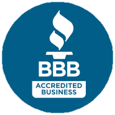 BBB Accredited Business logo: Blue circle, white flame and letters 