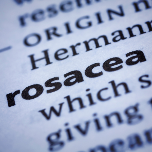 A close up of the word rosacea in a dictionary