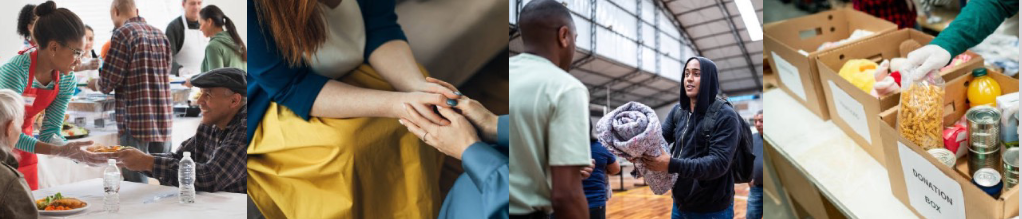 A collage of four pictures of people holding hands.